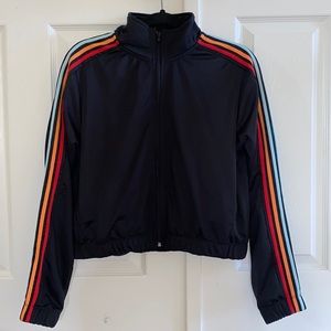 NWOT Rainbow Striped Training Varsity Jacket
